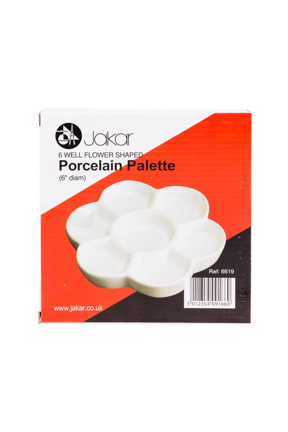 Jakar Porcelain Ceramic Artist Palette Flower Shaped 7 individual wells