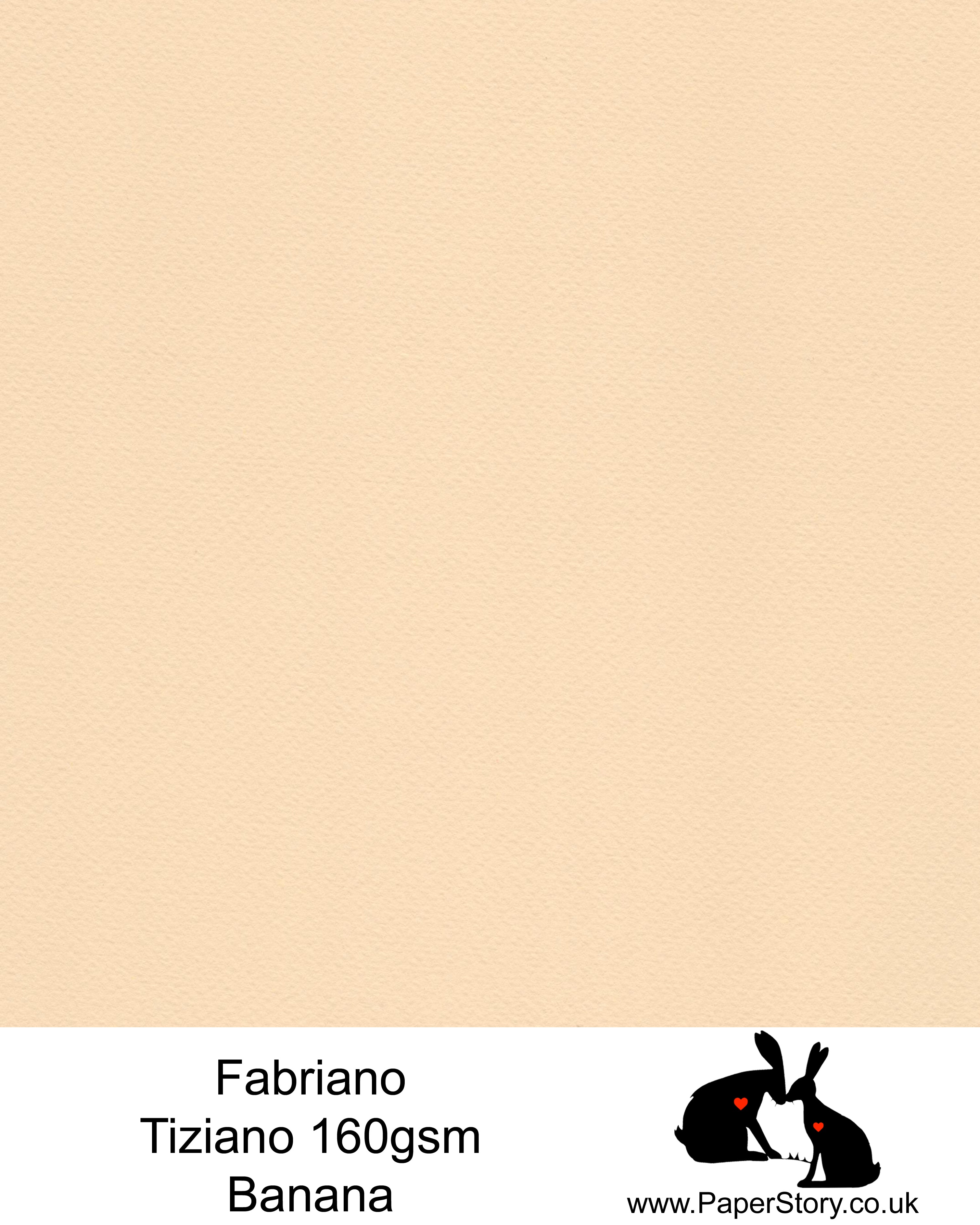 High quality paper from Italy, Banana classic cream  Fabriano Tiziano is 160 gsm, Tiziano has a high cotton content, a textured naturally sized surface. This paper is acid free to guarantee long permanence in time, pH neutral. It has highly lightfast colours, an excellent surface making and sizing which make this paper particularly suitable for papercutting, pastels, pencil, graphite, charcoal, tempera, air brush and watercolour techniques. Tiziano can be used for all printing techniques.