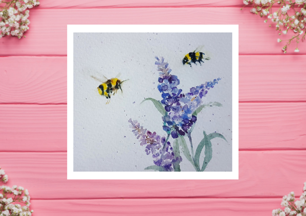 Greetings Card Watercolour Print Busy Bees by PaperStory