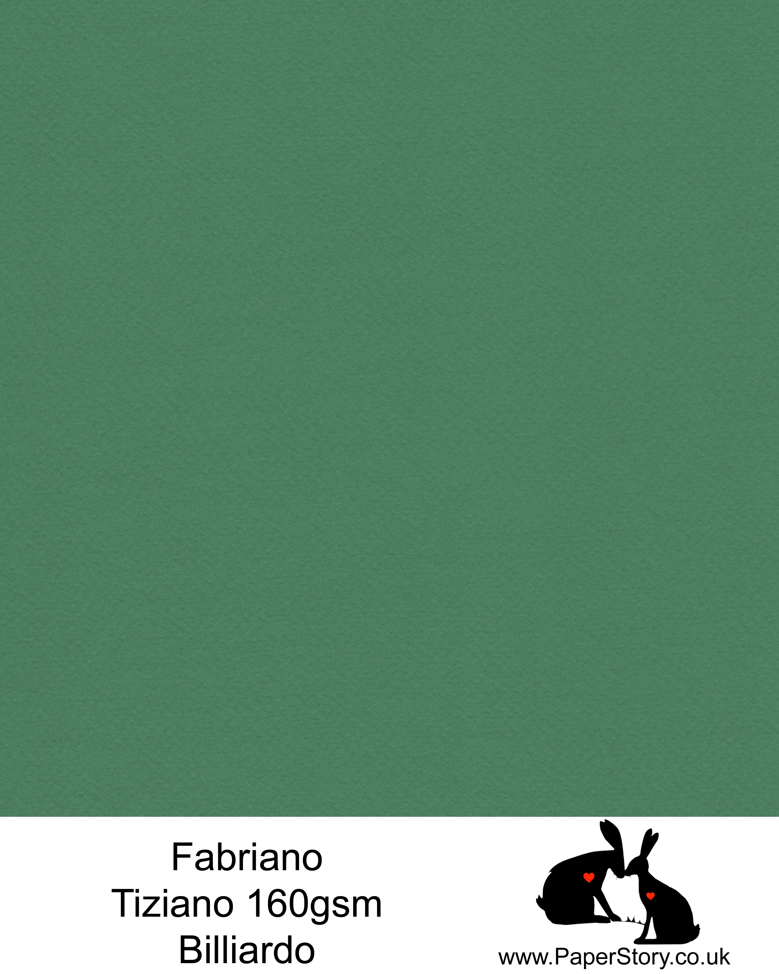 High quality paper from Italy, Billiardo forest green Fabriano Tiziano is 160 gsm, Tiziano has a high cotton content, a textured naturally sized surface. This paper is acid free to guarantee long permanence in time, pH neutral. It has highly lightfast colours, an excellent surface making and sizing which make this paper particularly suitable for papercutting, pastels, pencil, graphite, charcoal, tempera, air brush and watercolour techniques. Tiziano can be used for all printing techniques.