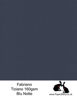 High quality paper from Italy, Blu Notte, deep midnight navy blue Fabriano Tiziano is 160 gsm, Tiziano has a high cotton content, a textured naturally sized surface. This paper is acid free to guarantee long permanence in time, pH neutral. It has highly lightfast colours, an excellent surface making and sizing which make this paper particularly suitable for papercutting, pastels, pencil, graphite, charcoal, tempera, air brush and watercolour techniques. Tiziano can be used for all printing techniques.