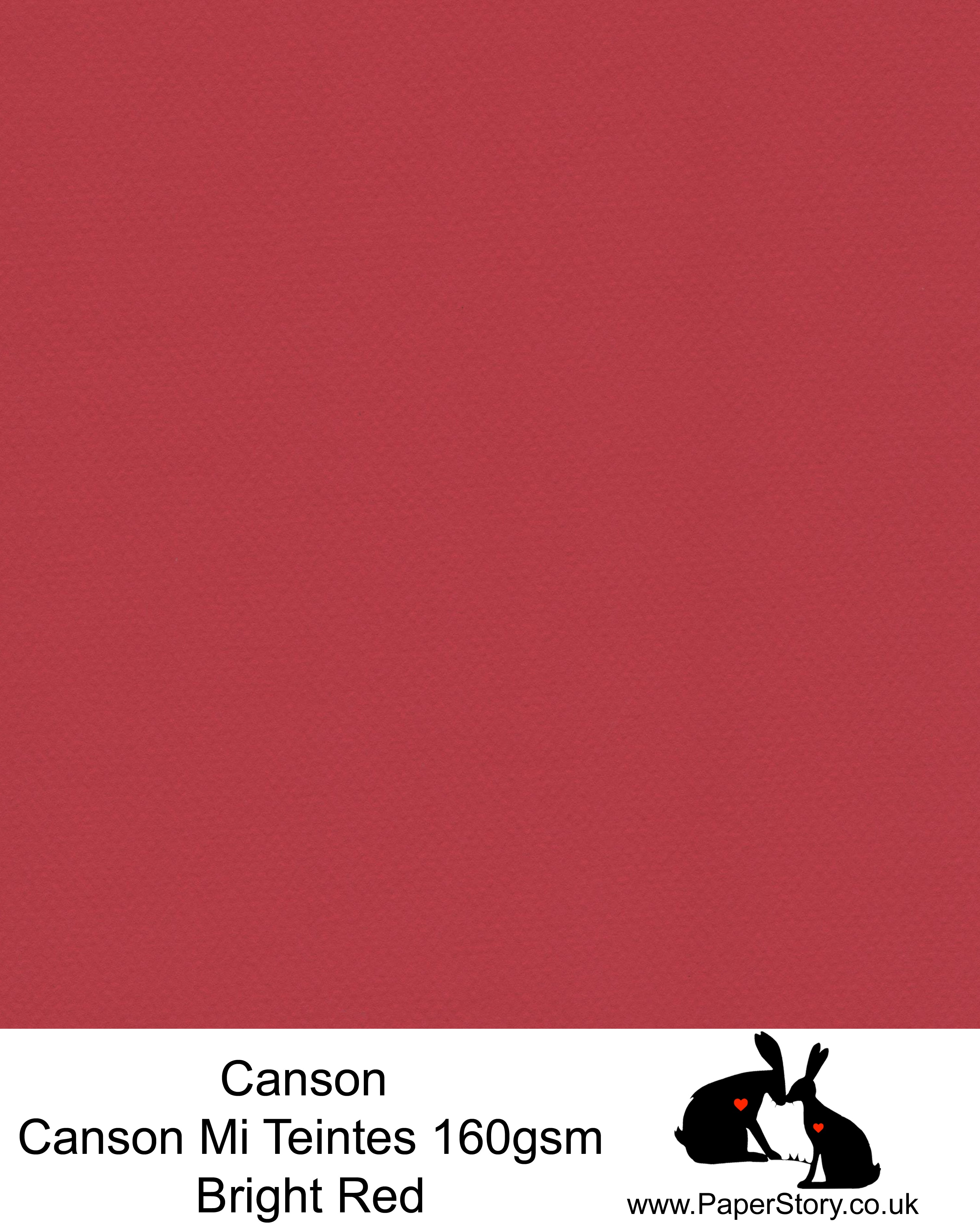 Canson Mi Teintes acid free, Bright red with a hint of Pink hammered texture honeycomb surface paper 160 gsm. This is a popular and classic paper for all artists especially well respected for Pastel  and Papercutting made famous by Paper Panda. This paper has a honeycombed finish one side and fine grain the other. An authentic art paper, acid free with a  very high 50% cotton content. Canson Mi-Teintes complies with the ISO 9706 standard on permanence, a guarantee of excellent conservation 