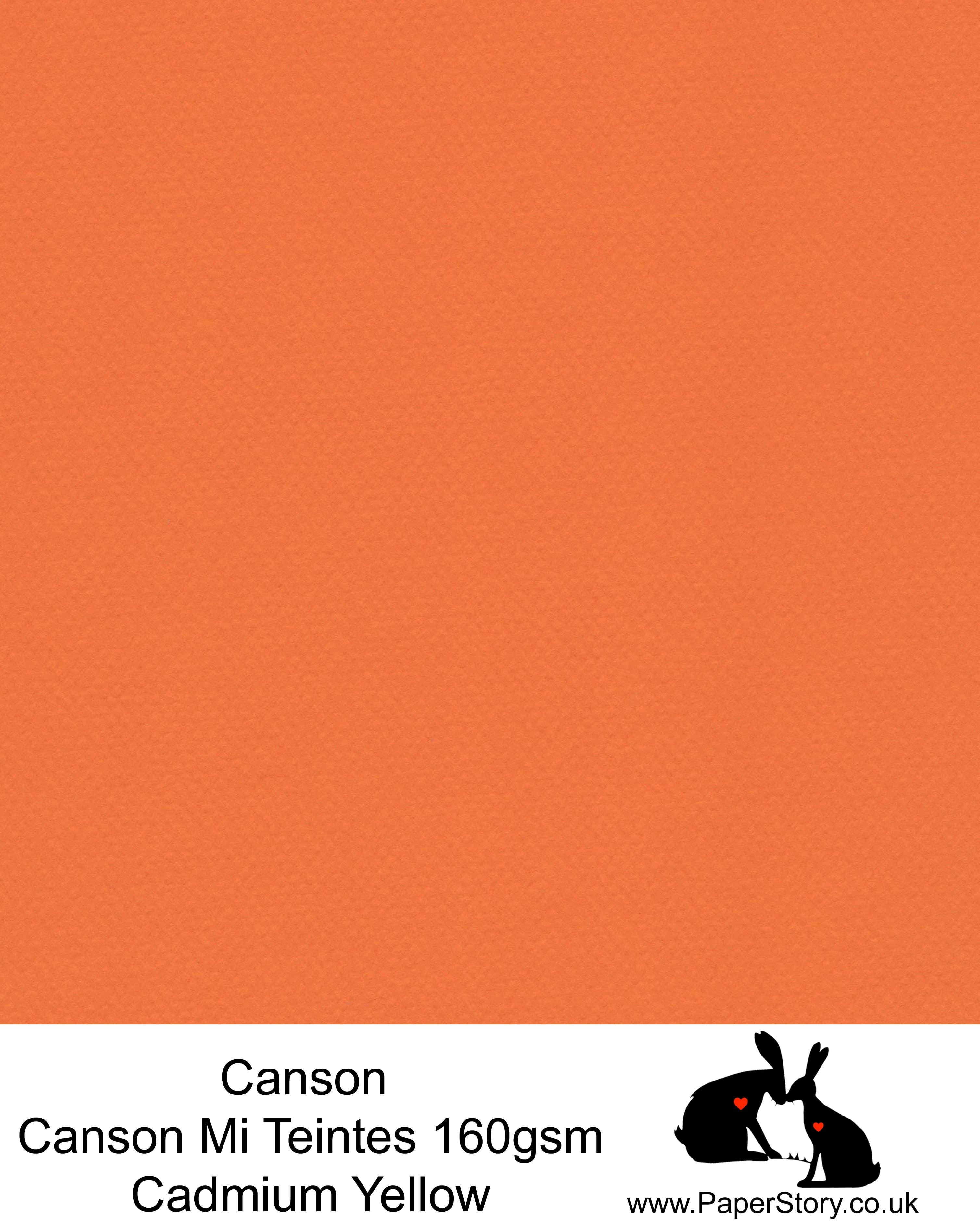Canson Mi Teintes acid free, deep orange yellow hammered texture honeycomb surface paper 160 gsm. This is a popular and classic paper for all artists especially well respected for Pastel  and Papercutting made famous by Paper Panda. This paper has a honeycombed finish one side and fine grain the other. An authentic art paper, acid free with a  very high 50% cotton content. Canson Mi-Teintes complies with the ISO 9706 standard on permanence, a guarantee of excellent conservation 