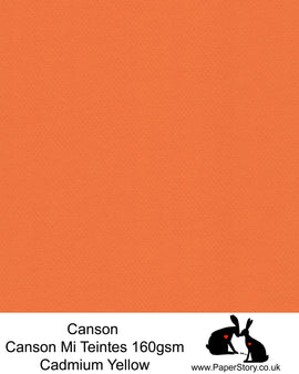 Canson Mi Teintes acid free, deep orange yellow hammered texture honeycomb surface paper 160 gsm. This is a popular and classic paper for all artists especially well respected for Pastel  and Papercutting made famous by Paper Panda. This paper has a honeycombed finish one side and fine grain the other. An authentic art paper, acid free with a  very high 50% cotton content. Canson Mi-Teintes complies with the ISO 9706 standard on permanence, a guarantee of excellent conservation 