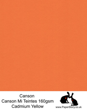 Canson Mi Teintes acid free, deep orange yellow hammered texture honeycomb surface paper 160 gsm. This is a popular and classic paper for all artists especially well respected for Pastel  and Papercutting made famous by Paper Panda. This paper has a honeycombed finish one side and fine grain the other. An authentic art paper, acid free with a  very high 50% cotton content. Canson Mi-Teintes complies with the ISO 9706 standard on permanence, a guarantee of excellent conservation 
