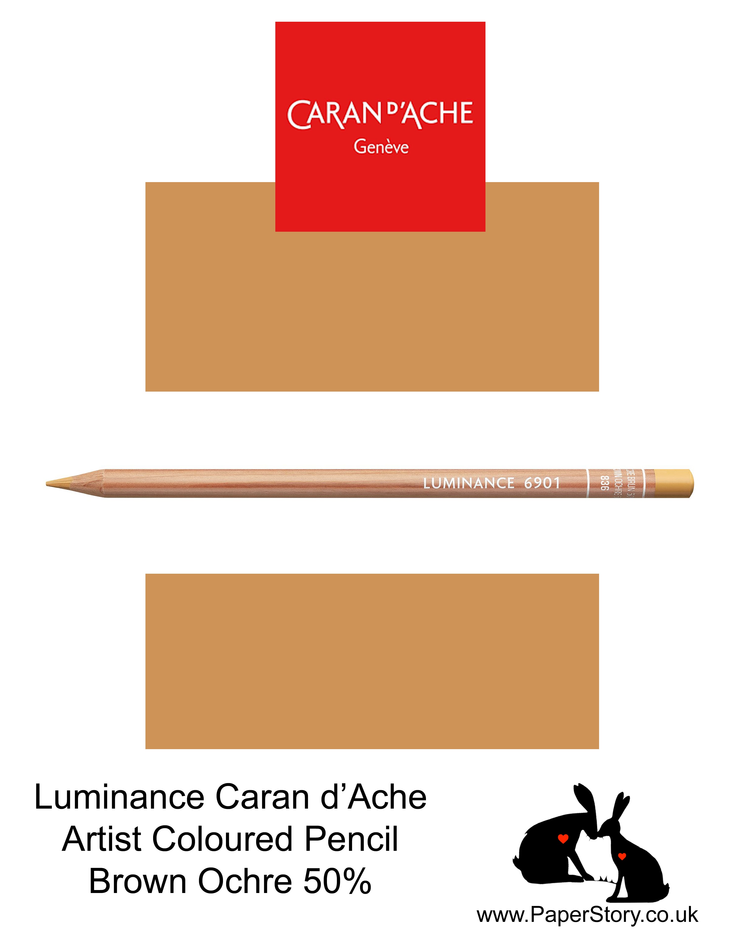 Caran d'Ache Luminance individual Artist Colour Pencils 6901 Brown Ochre 50% 836