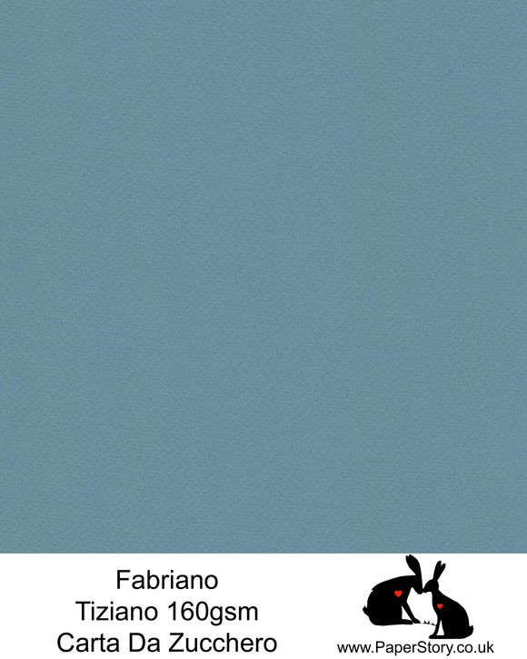 High quality paper from Italy, Cart Da Zucchero soft blue Fabriano Tiziano is 160 gsm, Tiziano has a high cotton content, a textured naturally sized surface. This paper is acid free to guarantee long permanence in time, pH neutral. It has highly lightfast colours, an excellent surface making and sizing which make this paper particularly suitable for papercutting, pastels, pencil, graphite, charcoal, tempera, air brush and watercolour techniques. Tiziano can be used for all printing techniques.