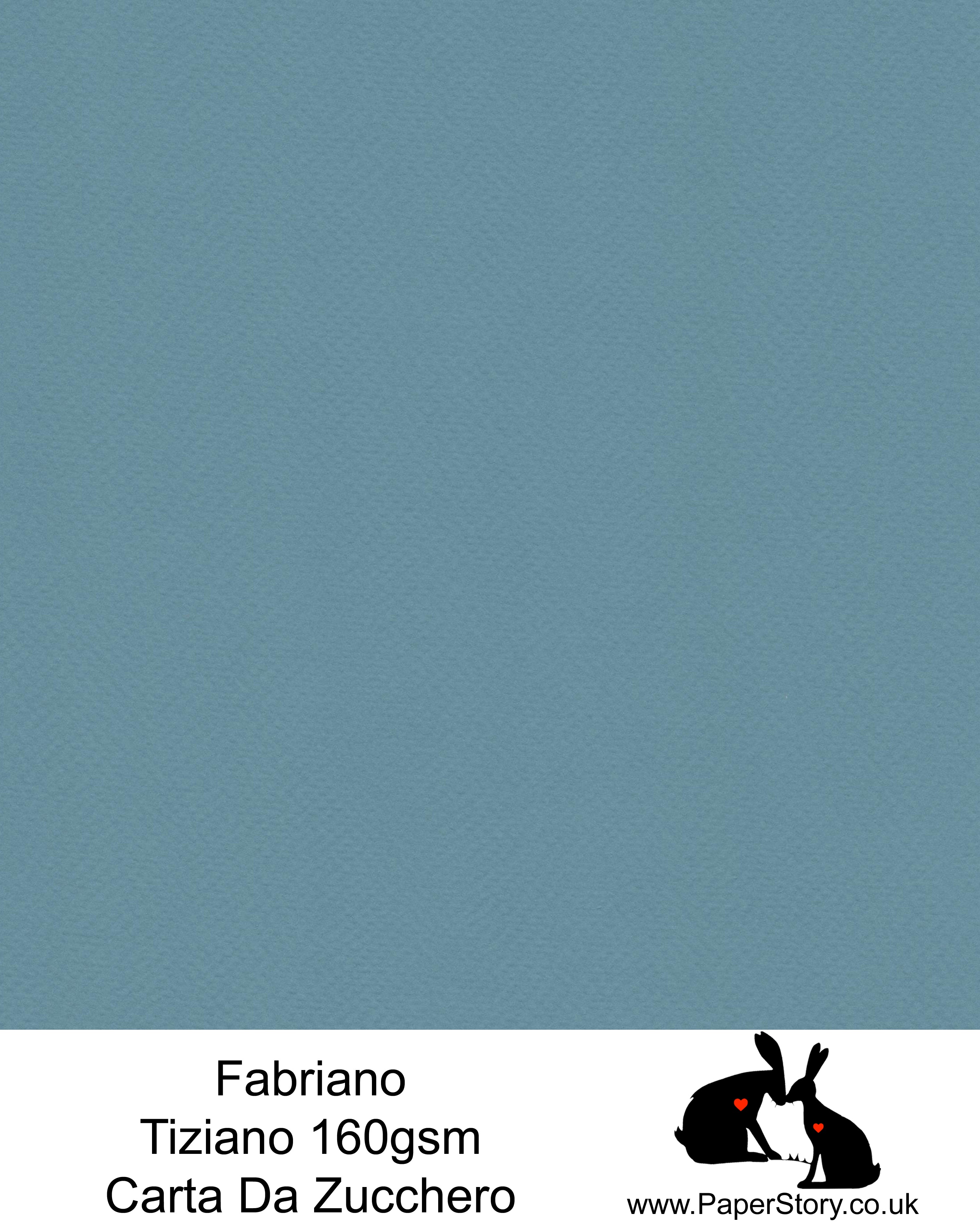 High quality paper from Italy, Cart Da Zucchero soft blue Fabriano Tiziano is 160 gsm, Tiziano has a high cotton content, a textured naturally sized surface. This paper is acid free to guarantee long permanence in time, pH neutral. It has highly lightfast colours, an excellent surface making and sizing which make this paper particularly suitable for papercutting, pastels, pencil, graphite, charcoal, tempera, air brush and watercolour techniques. Tiziano can be used for all printing techniques.