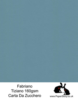 High quality paper from Italy, Cart Da Zucchero soft blue Fabriano Tiziano is 160 gsm, Tiziano has a high cotton content, a textured naturally sized surface. This paper is acid free to guarantee long permanence in time, pH neutral. It has highly lightfast colours, an excellent surface making and sizing which make this paper particularly suitable for papercutting, pastels, pencil, graphite, charcoal, tempera, air brush and watercolour techniques. Tiziano can be used for all printing techniques.