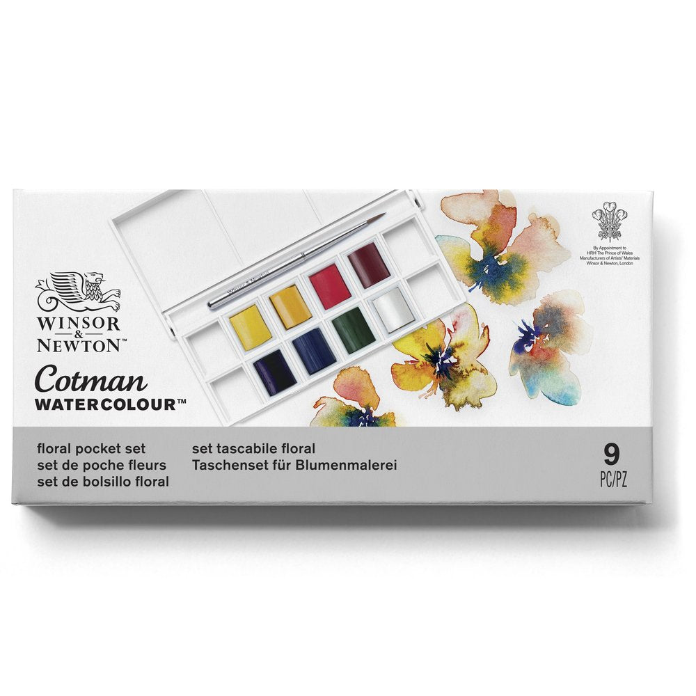 Winsor & Newton Floral Watercolour Cotman Paint compact Set 8 Half Pans