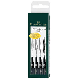 Faber Castell Pitt Artists Pen Set of 4 assorted pens (S F M & B)