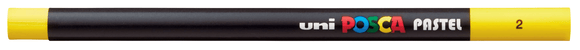 New Uni POSCA colour Pastels Bright Yellow, Colours can be blended and overlaid, you can stipple, colour block, cross-hatch, scratch and outline. You can heat the sticks to create textured effects.