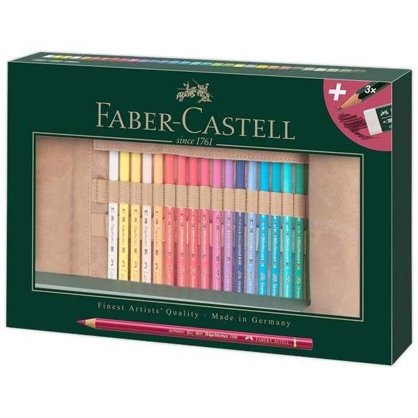 New FABER CASTELL  Polychromos Artists Colour Pencil Roll set of 34