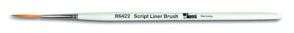 Bob Ross : Script liner rigger. These are special brushes made from natural bristles and shaped according to Bob's very precise specifications. Remember, ordinary or synthetic brushes are not the same and can't create the same beautiful effects these will.