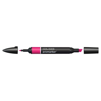 Hot Pink colour Winsor & Newton Promarker alcohol pen, perfect for fine artists and illustrators. New design pens with a double end, each pen has a fine bullet point and a broad chisel nib, which allows you to easily switch between shading larger areas and precision detailing. Superb alcohol-based streak-free coverage so you can achieve flawless, print-like results.  