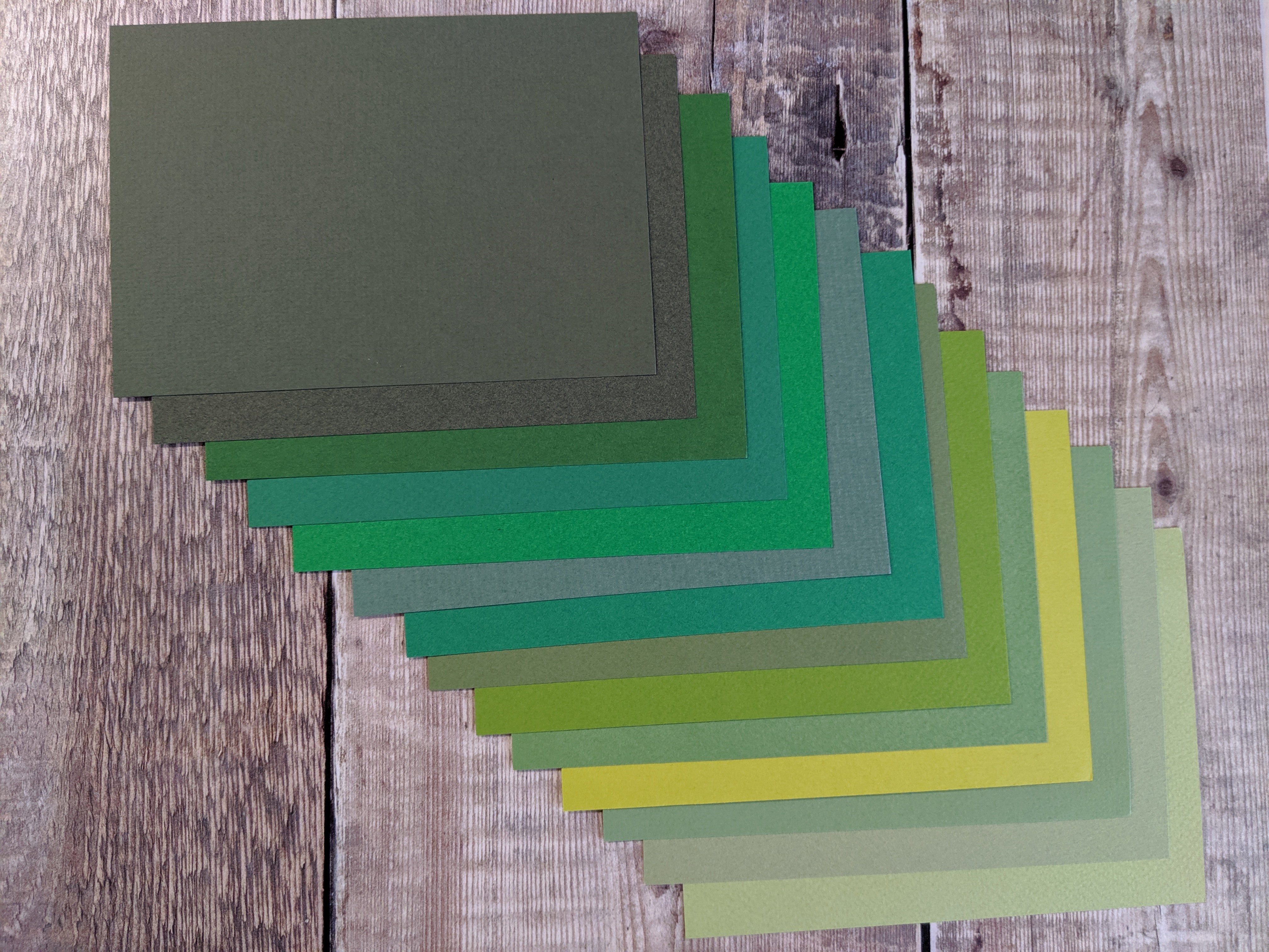 13 Layered pack of Green Tones Hammered 160 gsm paper A4 - 0