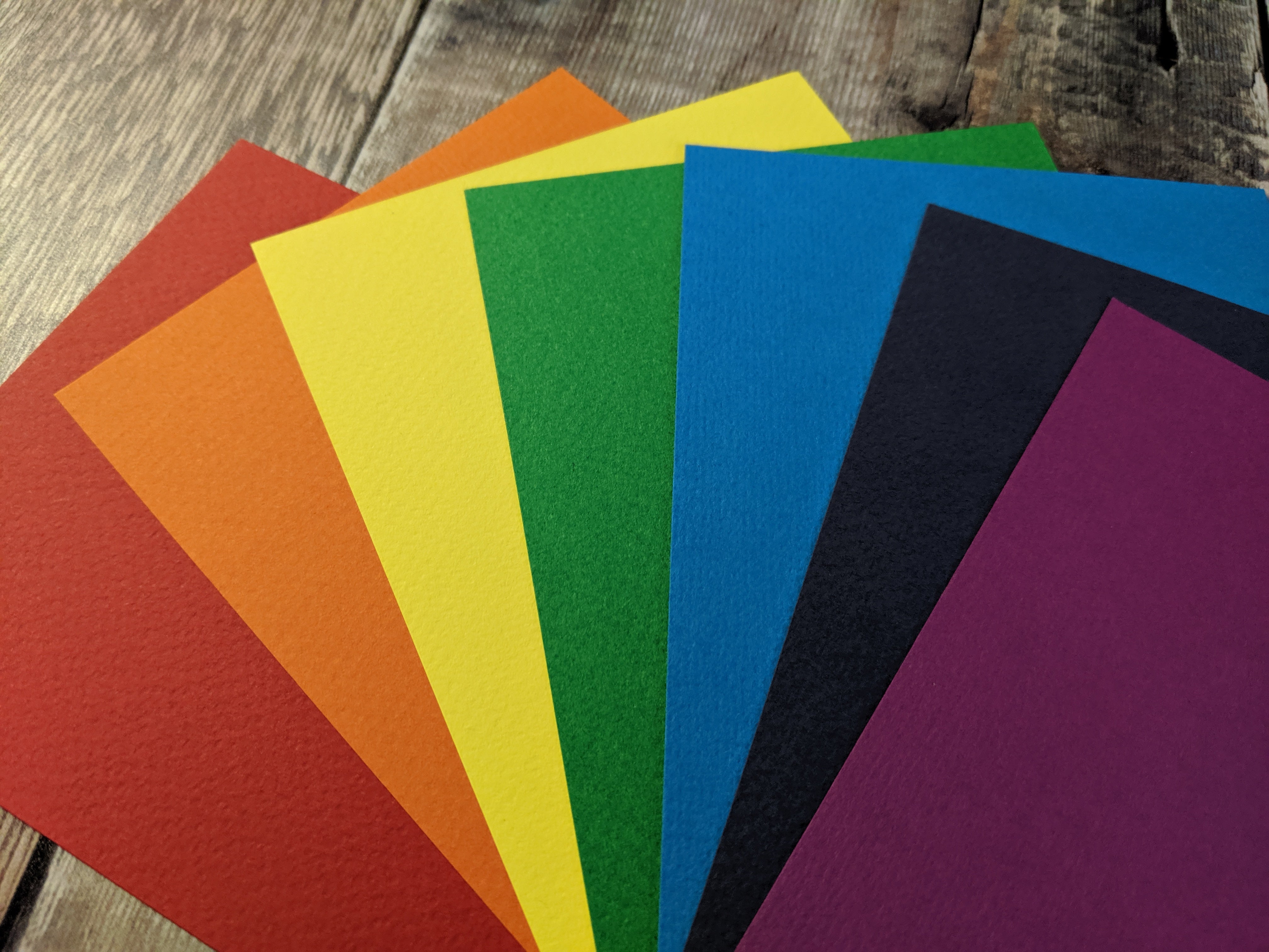 7  Layered pack of Bright Rainbow colours Hammered 160 gsm paper A4