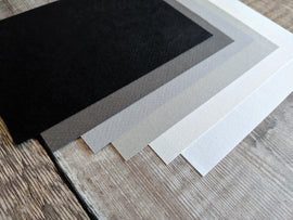 6 Layered pack of Greyscale  Hammered 160 gsm paper A3