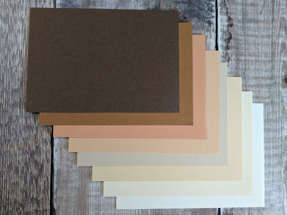 8 Layered pack of Brown Warm shades Hammered 160 gsm paper A4