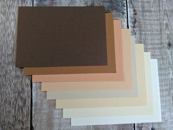 8 Layered pack of Brown Warm shades Hammered 160 gsm paper A4