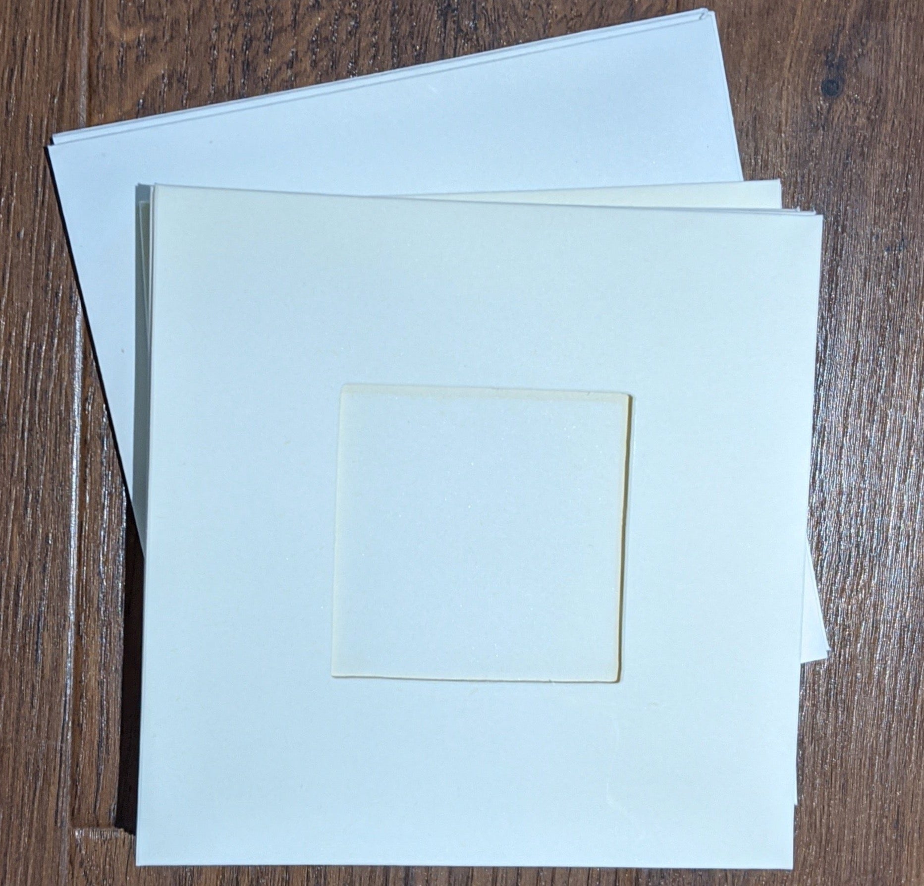 docrafts Papermania 300 gsm cream cards and envelope pack x 10 with square aperture - card size 5.3 x 5.3 inches