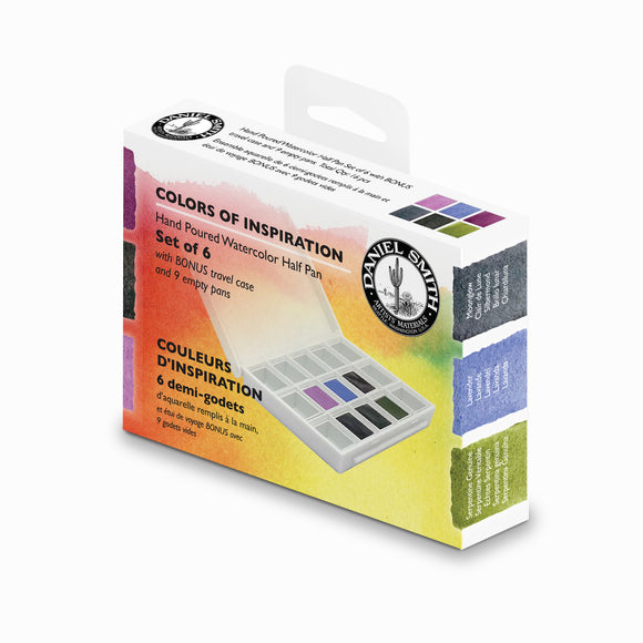 DANIEL SMITH Watercolour Colours of Inspiration Paint Set of 6 half pans plus bonus 9 empty half pans