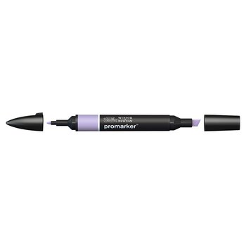 Lilac Winsor & Newton Promarker alcohol pen, perfect for fine artists and illustrators. New design pens with a double end, each pen has a fine bullet point and a broad chisel nib, which allows you to easily switch between shading larger areas and precision detailing. Superb alcohol-based streak-free coverage so you can achieve flawless, print-like results.    