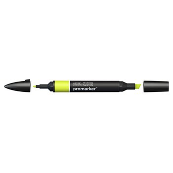 Lime Green Winsor & Newton Promarker alcohol pen, perfect for fine artists and illustrators. New design pens with a double end, each pen has a fine bullet point and a broad chisel nib, which allows you to easily switch between shading larger areas and precision detailing. Superb alcohol-based streak-free coverage so you can achieve flawless, print-like results.   