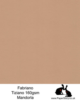 High quality paper from Italy, Mandorla warm brown with a hint of pink. Fabriano Tiziano is 160 gsm, Tiziano has a high cotton content, a textured naturally sized surface. This paper is acid free to guarantee long permanence in time, pH neutral. It has highly lightfast colours, an excellent surface making and sizing which make this paper particularly suitable for papercutting, pastels, pencil, graphite, charcoal, tempera, air brush and watercolour techniques. Tiziano can be used for all printing techniques.
