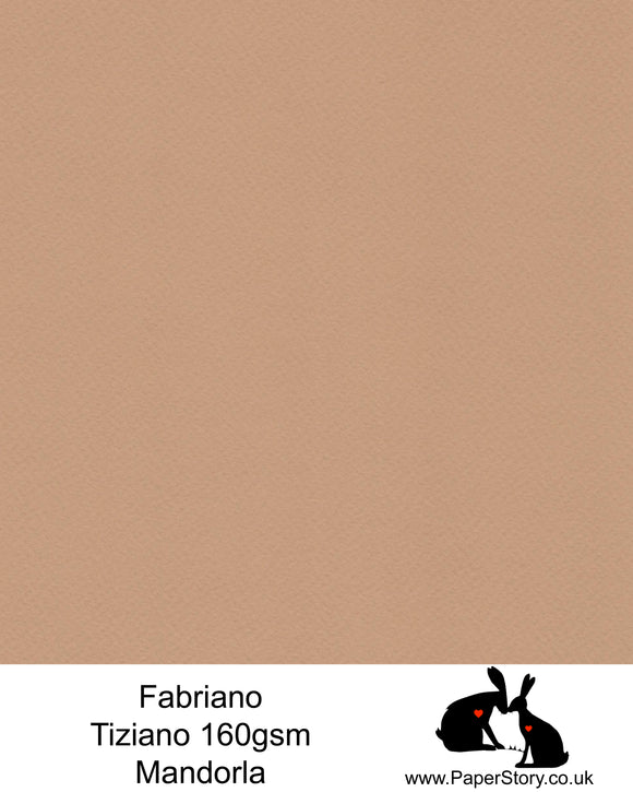 High quality paper from Italy, Mandorla warm brown with a hint of pink. Fabriano Tiziano is 160 gsm, Tiziano has a high cotton content, a textured naturally sized surface. This paper is acid free to guarantee long permanence in time, pH neutral. It has highly lightfast colours, an excellent surface making and sizing which make this paper particularly suitable for papercutting, pastels, pencil, graphite, charcoal, tempera, air brush and watercolour techniques. Tiziano can be used for all printing techniques.
