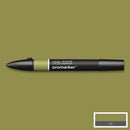 Olive Green colour Winsor & Newton Promarker alcohol pen, perfect for fine artists and illustrators. New design pens with a double end, each pen has a fine bullet point and a broad chisel nib, which allows you to easily switch between shading larger areas and precision detailing. Superb alcohol-based streak-free coverage so you can achieve flawless, print-like results.  