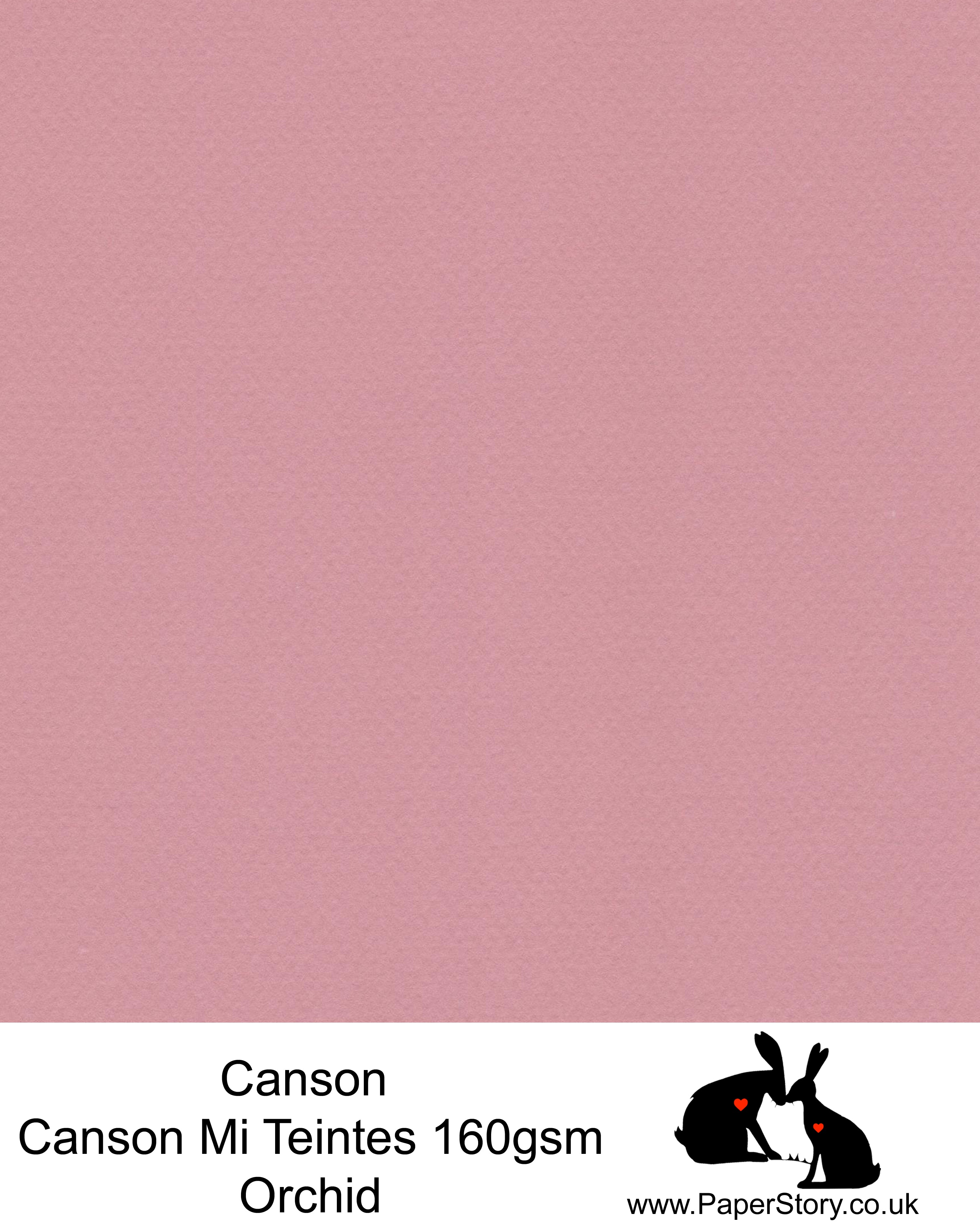 Canson Mi Teintes acid free, Orchid warm red pink, hammered texture honeycomb surface paper 160 gsm. This is a popular and classic paper for all artists especially well respected for Pastel  and Papercutting made famous by Paper Panda. This paper has a honeycombed finish one side and fine grain the other. An authentic art paper, acid free with a  very high 50% cotton content. Canson Mi-Teintes complies with the ISO 9706 standard on permanence, a guarantee of excellent conservation  