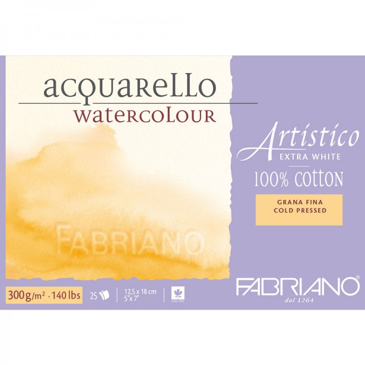 abriano Artistico acquareLLo Watercolour paper 100 % Cotton Extra White 300 gsm : 5 x 7 " Cold Press