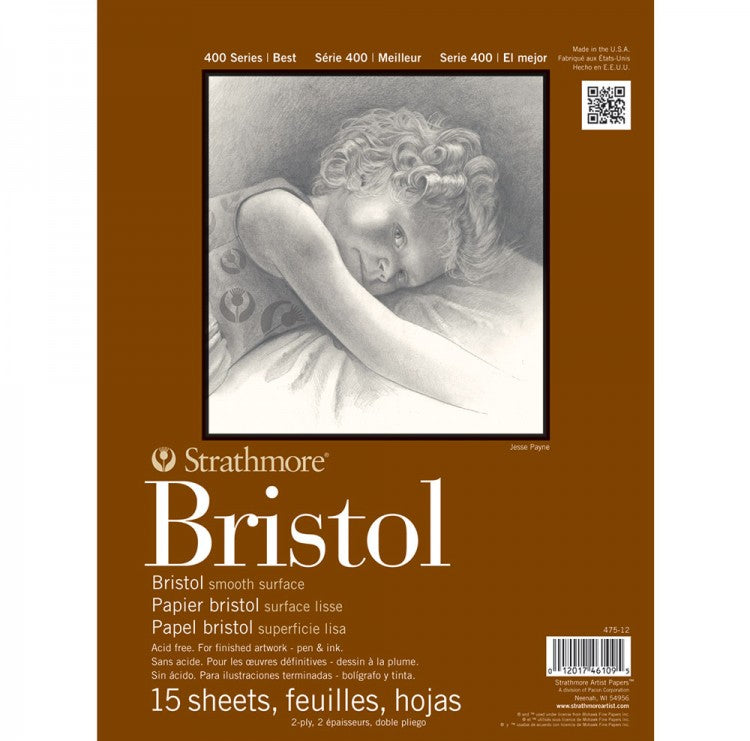 Strathmore 400 Series: Bristol Paper Pad  9X12" (22.86 x 30.48cm) 15 sheets smooth