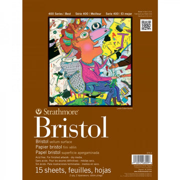 Strathmore 400 Series: Bristol Paper Pad  9X12" (22.86 x 30.48cm) 15 sheets vellum