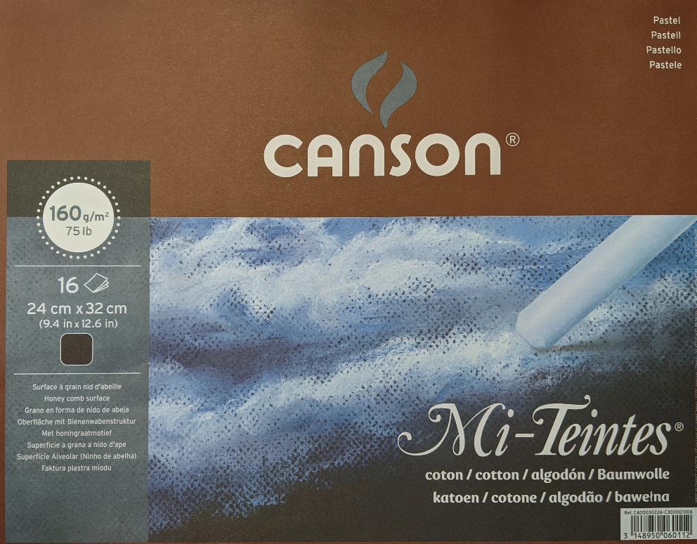 Canson Mi Teintes 160 gsm, Black, 16 Sheet spiral pad interleaved with glassine to protect your work
