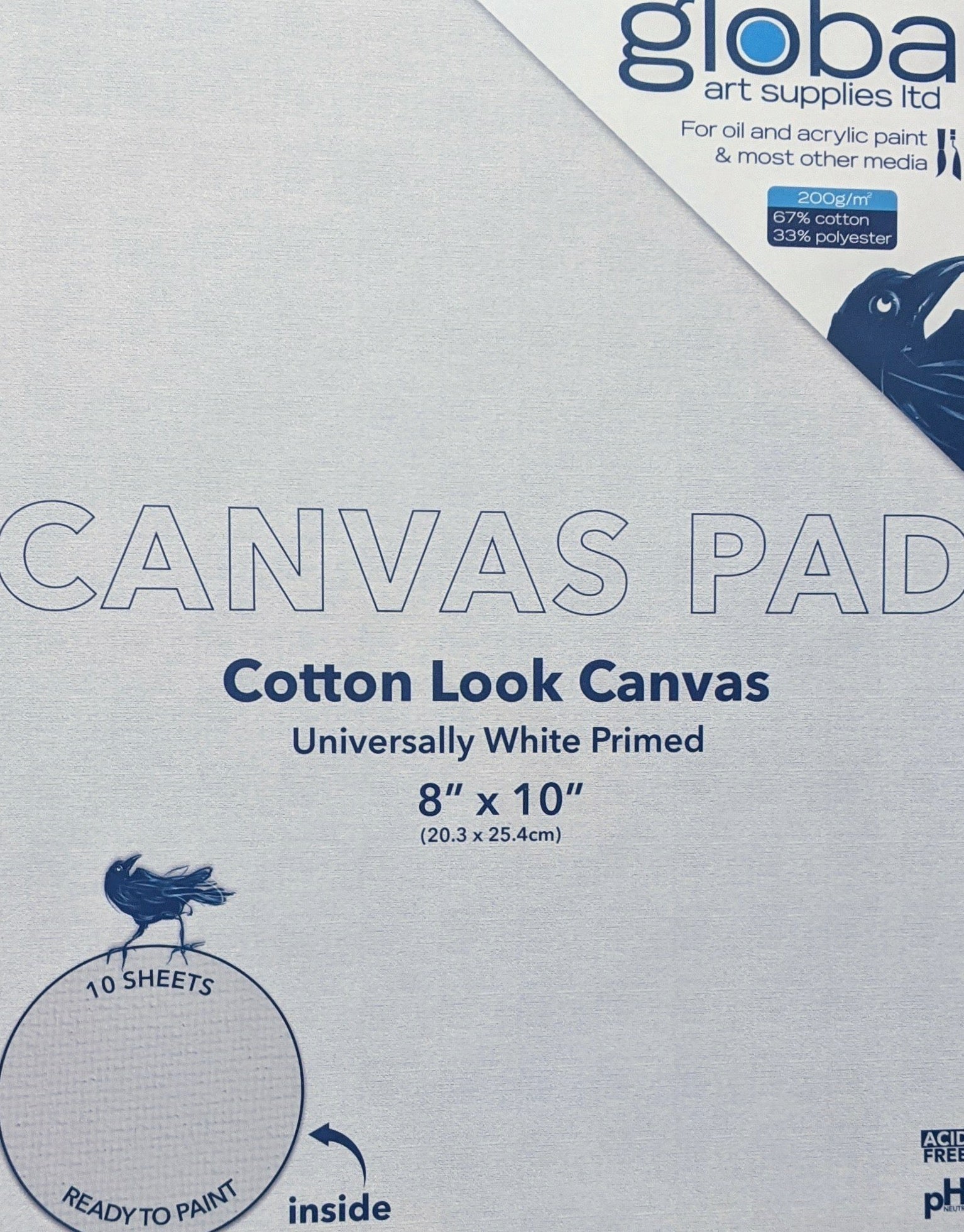 Global art supplies Canvas Pad : Cotton mix  8 x 10 inches
