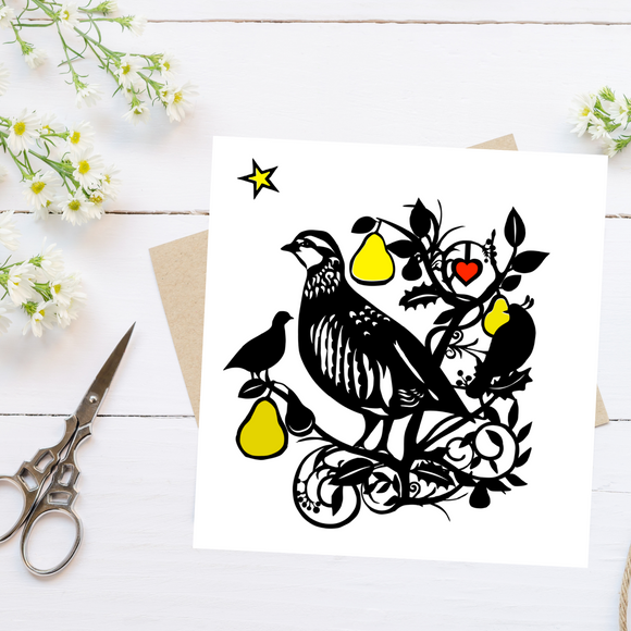 Greetings Card by PaperStory Partridge "Love is never far away"