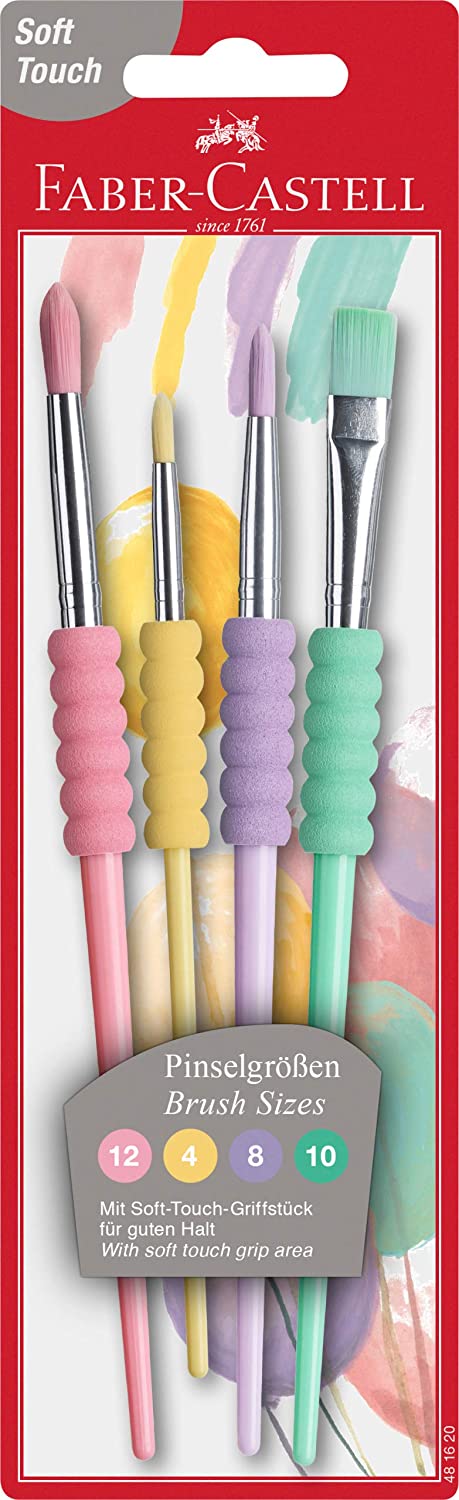 Faber Castell  Set of 4 Soft Grip Paint Brushes - Pastel