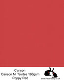Canson Mi Teintes acid free, Bright Poppy primary red hammered texture honeycomb surface paper 160 gsm. 
