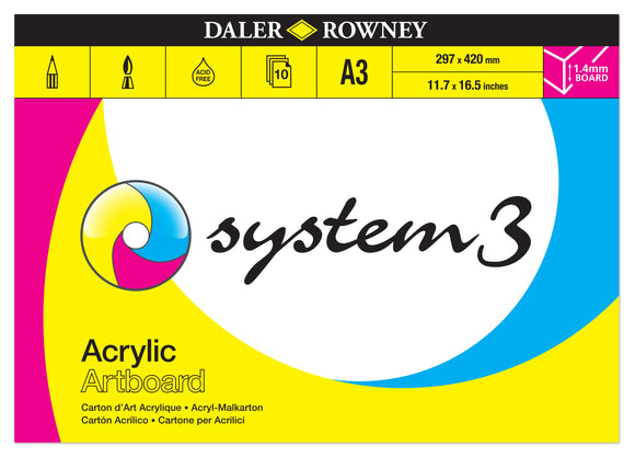 Daler Rowney System 3 Acrylic Artboard A3 x 10 Boards