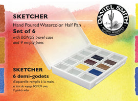 DANIEL SMITH Watercolour Sketcher Paint Set of 6 half pans plus bonus 9 empty half pans