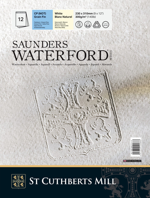 NEW Saunders Waterford Watercolour Pad 100% Cotton 300 gsm Cold Pressed 9 x 12 inches