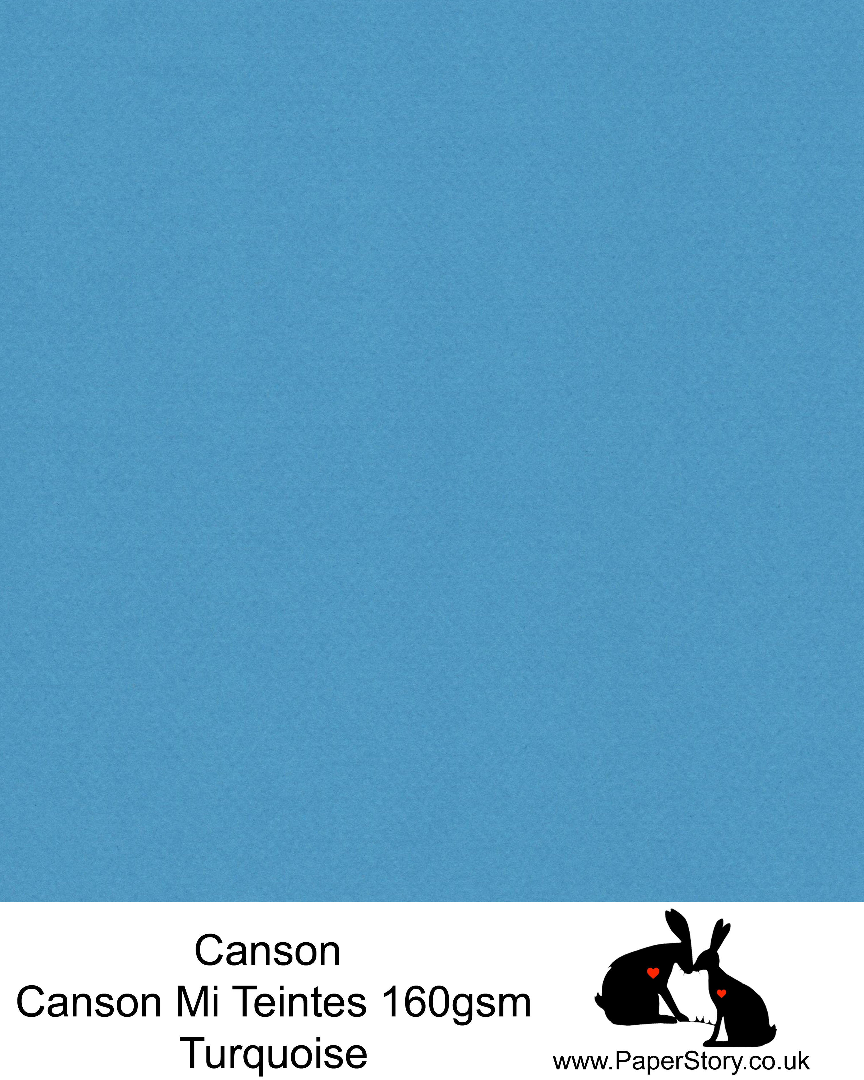 Canson Mi Teintes acid free, Turquoise sea blue, hammered texture honeycomb surface paper 160 gsm. This is a popular and classic paper for all artists especially well respected for Pastel  and Papercutting made famous by Paper Panda. This paper has a honeycombed finish one side and fine grain the other. An authentic art paper, acid free with a  very high 50% cotton content. Canson Mi-Teintes complies with the ISO 9706 standard on permanence, a guarantee of excellent conservation