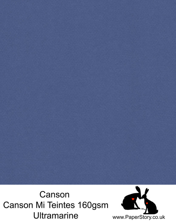 Canson Mi Teintes acid free, deep blue ultramarine, hammered texture honeycomb surface paper 160 gsm. This is a popular and classic paper for all artists especially well respected for Pastel  and Papercutting made famous by Paper Panda. This paper has a honeycombed finish one side and fine grain the other. An authentic art paper, acid free with a  very high 50% cotton content. Canson Mi-Teintes complies with the ISO 9706 standard on permanence, a guarantee of excellent conservation