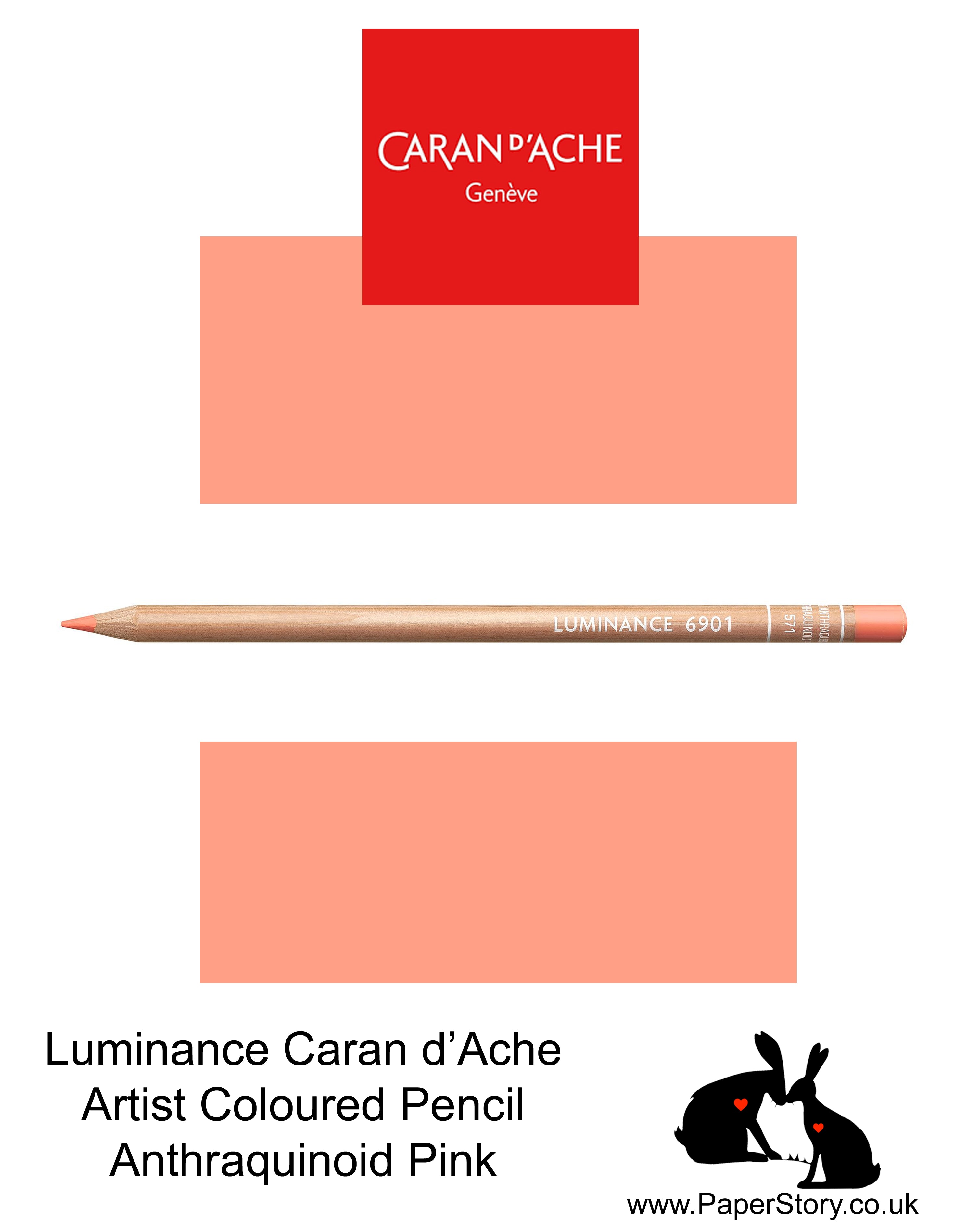 Caran d'Ache Luminance individual Artist Colour Pencils 6901 Anthraquinoid Pink 571