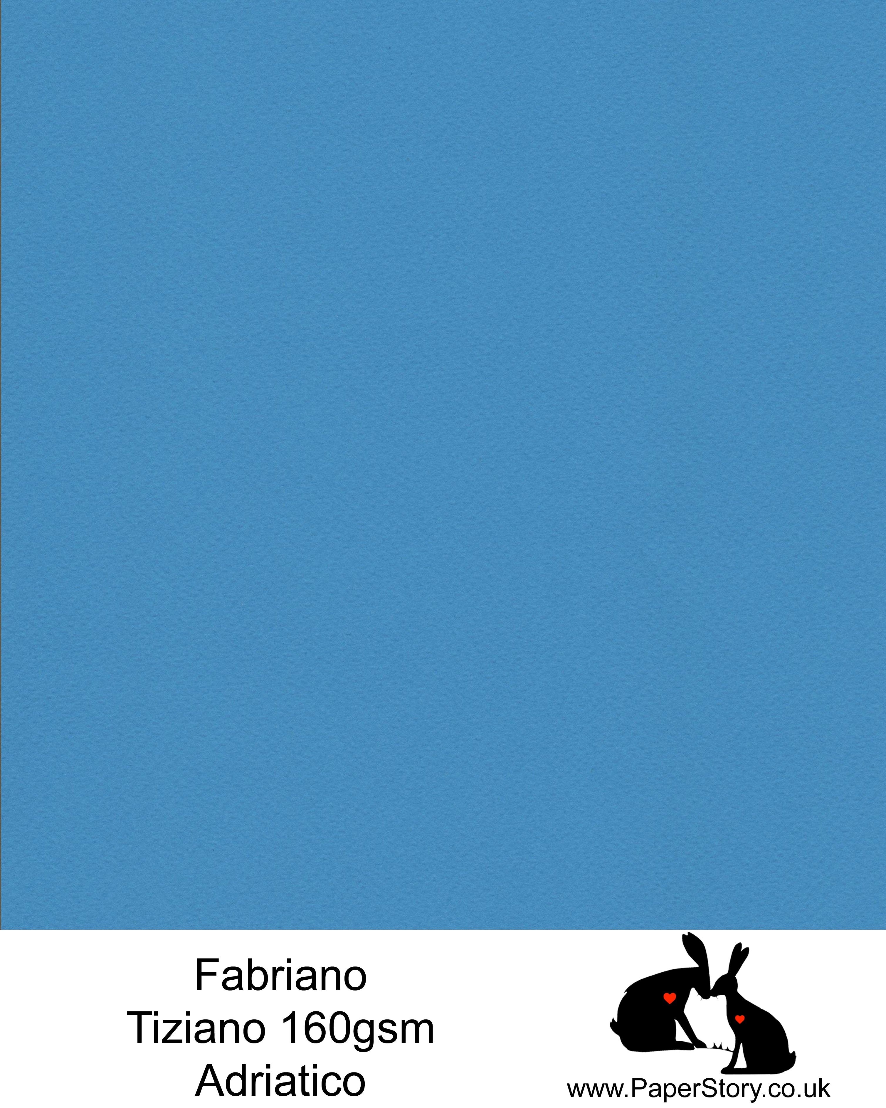 High quality paper from Italy, Adriatico ocean blue. Tiziano is 160 gsm, Tiziano has a high cotton content, a textured naturally sized surface. This paper is acid free to guarantee long permanence in time, pH neutral. It has highly lightfast colours, an excellent surface making and sizing which make this paper particularly suitable for papercutting, pastels, pencil, graphite, charcoal, tempera, air brush and watercolour techniques. Tiziano can be used for all printing techniques.