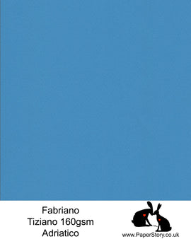 High quality paper from Italy, Adriatico ocean blue. Tiziano is 160 gsm, Tiziano has a high cotton content, a textured naturally sized surface. This paper is acid free to guarantee long permanence in time, pH neutral. It has highly lightfast colours, an excellent surface making and sizing which make this paper particularly suitable for papercutting, pastels, pencil, graphite, charcoal, tempera, air brush and watercolour techniques. Tiziano can be used for all printing techniques.