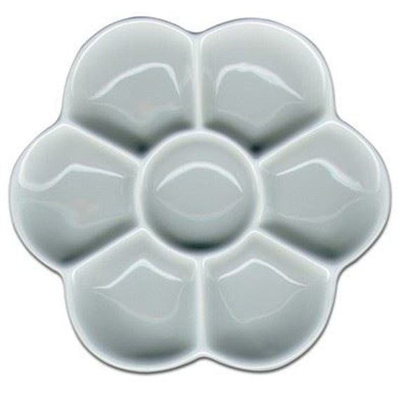 Porcelain Artist Palette. Jakar Flower Shaped, 7 individual wells