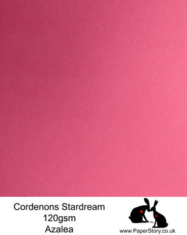 A4 Stardream 120gsm paper for Papercutting, craft, flower making  and wedding stationery. Azalea, is a punchy pink a vibrant floral, perfect for flowers of wedding stationary. Stardream is a luxury Italian paper from Italy, it is a double sided quality Pearlescent paper with a matching colour core. FSC Certified, acid free, archival and PH Neutral